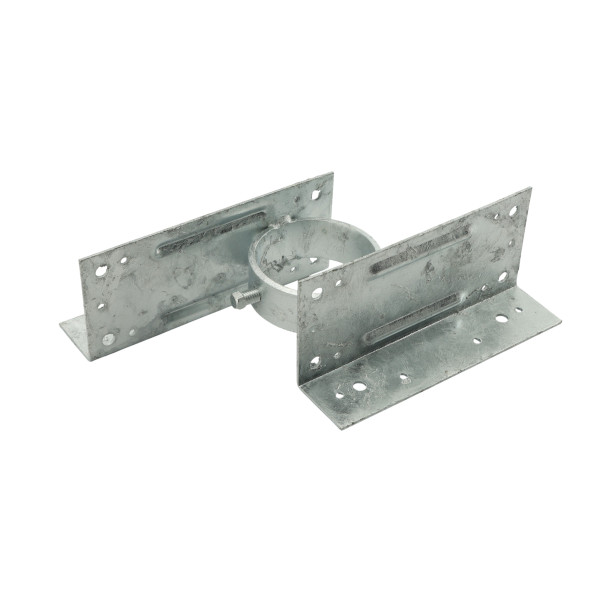 2 1/2" [2 3/8" OD] x Double Sided Wooden Fence to Post Line Adapter - Galvanized