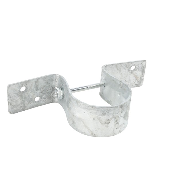 2-3/8" Pipe Grip Tie - Round Metal Post to Wood Fence Bracket - Galvanized