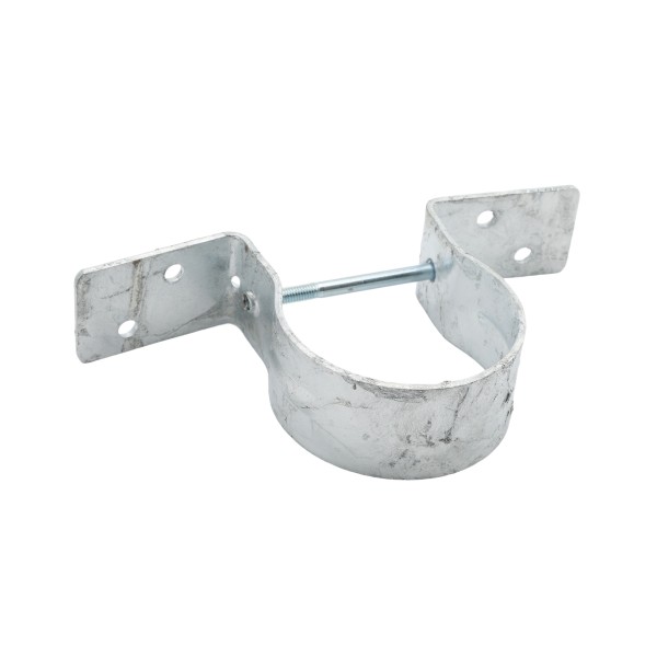 3" (2-7/8" OD) Pipe Grip Tie - Round Metal Post to Wood Fence Bracket - Galvanized