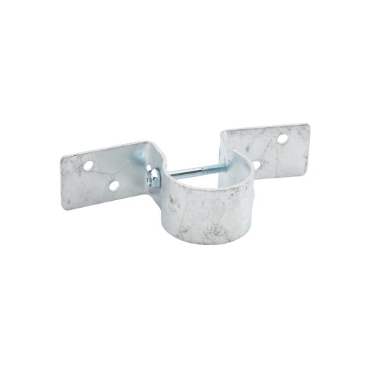 2" (1-7/8" OD) Pipe Grip Tie - Round Metal Post to Wood Fence Bracket - Galvanized