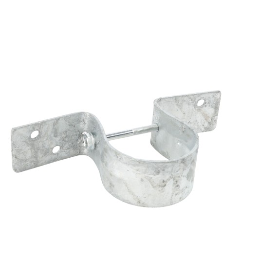 2-3/8" Pipe Grip Tie - Round Metal Post to Wood Fence Bracket - Galvanized