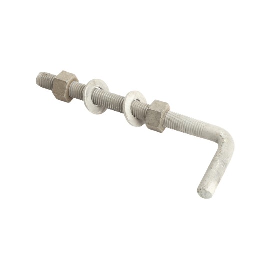 3/4" x 9" Male J-Bolt Gate Hinge for Wood Gates with 2 Nuts and 2 Washers - No Collar - Hot Dip Galvanized