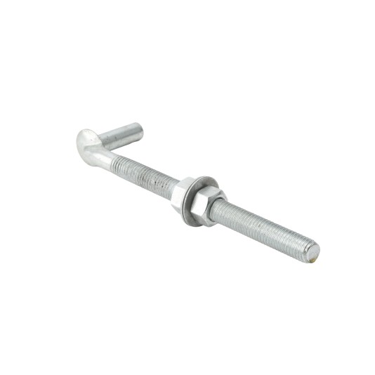 5/8" x 8" Collared Male J-Bolt Gate Hinge for Wood Gates with 2 Nuts - Galvanized Steel