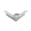 1-5/8" x 6" Wooden Fence to Round Metal Post Corner Adapter - Galvanized